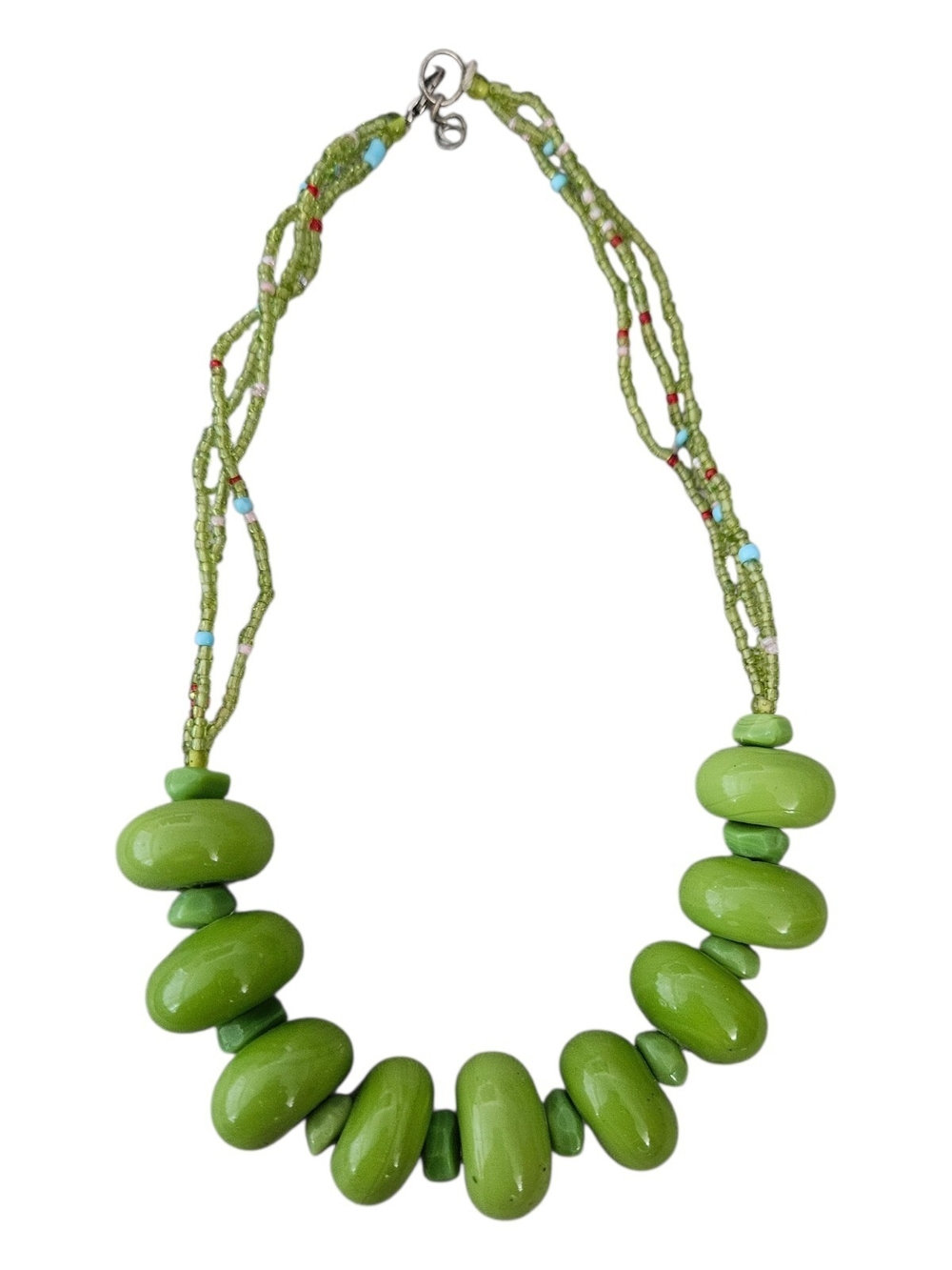 Green Beaded Statement Necklace - Women Jewelry